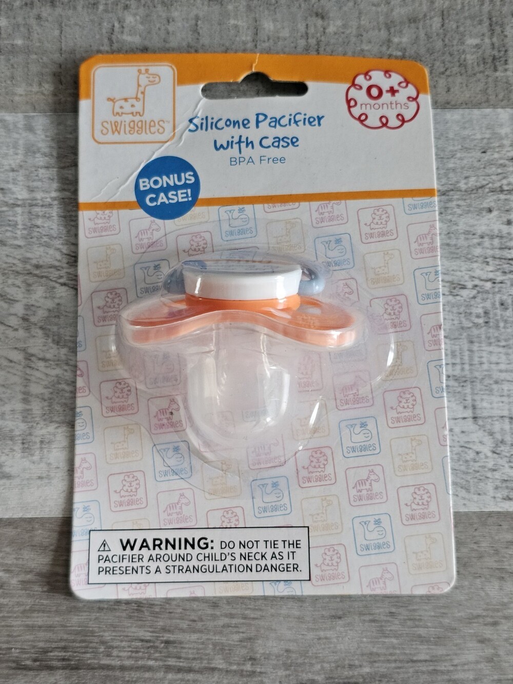 New Swiggles Silicone Pacifier LMDO Free Case 0+ M Orange 262b
